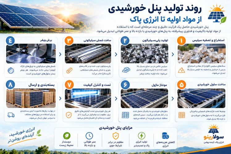 روند تولید پنل خورشیدی چگونه است؟ از سیلیس تا تولید برق پاک
