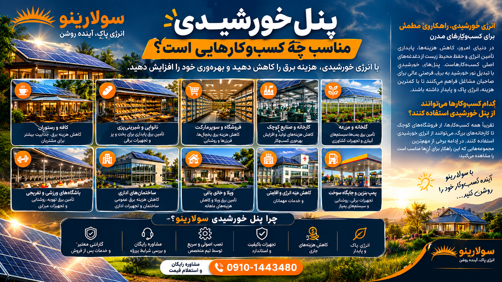 پنل خورشیدی مناسب چه کسب‌وکارهایی است؟